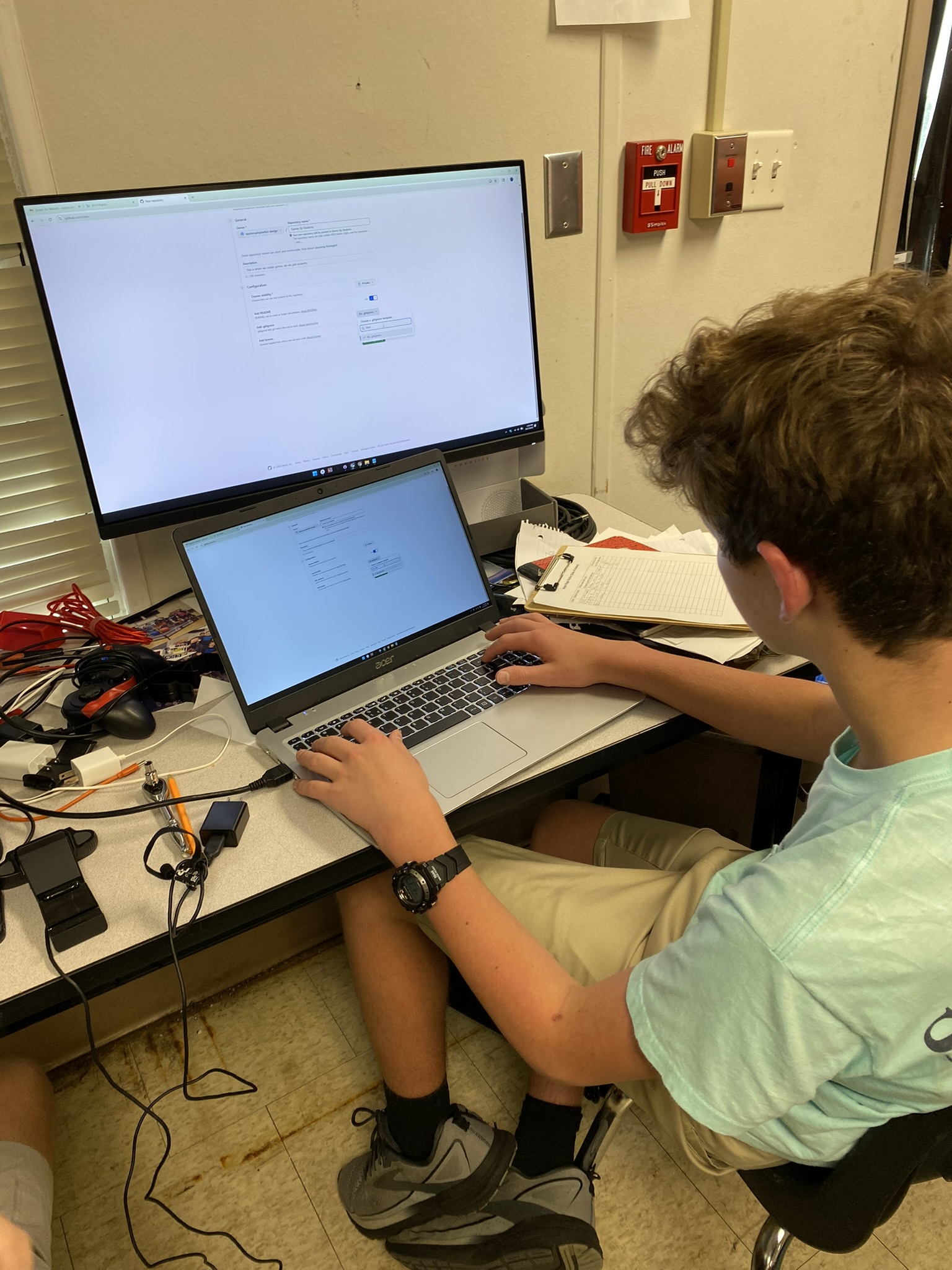 Students preparing tools and parts